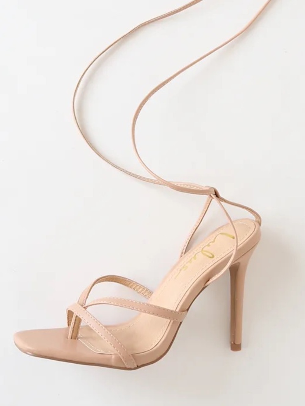 NWOB Lulus Simonee Light Nude Lace-Up High Heel Sandals - Picture 4 of 9